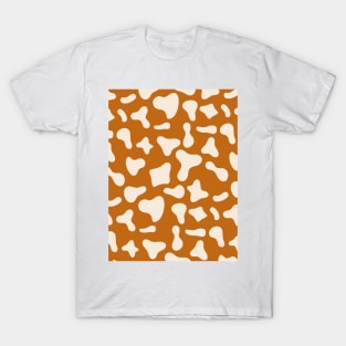 Milk Dairy Cow Print Pattern on Caramel Background T-Shirt